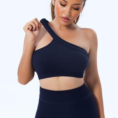 Add Logo Seamless One Shoulder Sports Bra for Women