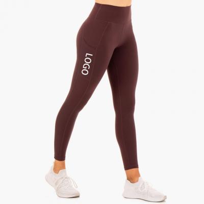 Basic Adding Logo Full Length Brown Leggings For Girls