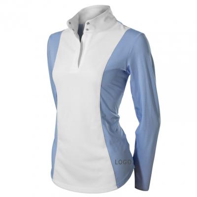 Custom Logo Light Blue Half Zip Horse Riding Tops