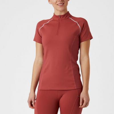 Customized Equestrian Burgundy Raglan Short Sleeves Base Layer
