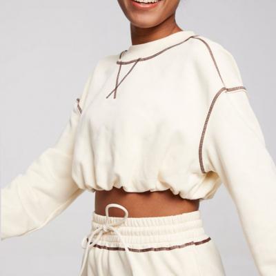 Customized Leisure Relaxed Fit Sweatshirt Round Neck Crop Hoodie
