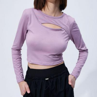 Customized Roundneck Yoga Long Sleeve Women Workout Slim Tops