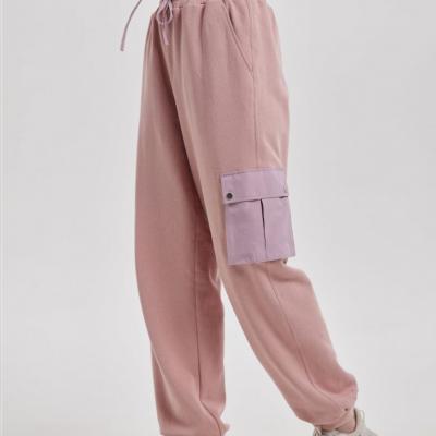 High Waist Elastic Waist Straight Pink Women SweatPants Joggers