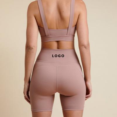 High Waist Pure Color Compression Sports Shorts Bike Short
