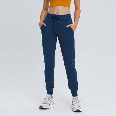 High Waist Drawstring Quick-Dry Elastic Running Joggers for Women