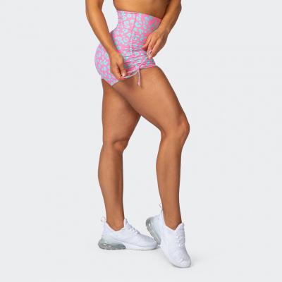 Leopard Surplice Ruched Drawstring Quick Dry Beach Shorts For Women