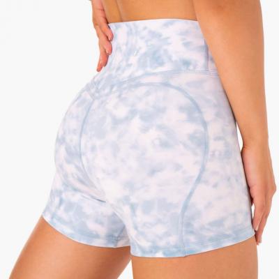 Tie Dye Hip Lift Sports Tight Shorts Running Peach Gym Yoga Shorts