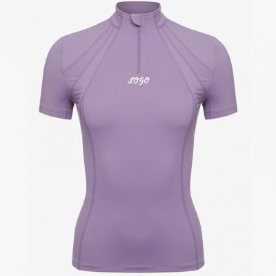 Wholesale Basic Womens Equestrian Zip Up Polyester Shirts