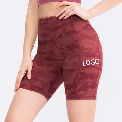 Custom Pattern Camo Compression Biker Shorts with Pockets